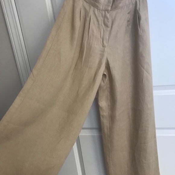 Magaschoni 100% pure linen taupe wide leg trouser, NWT, XS - Picture 1 of 11